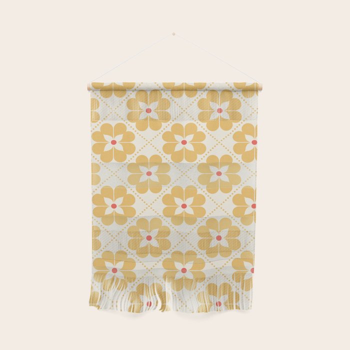 Retro Floral Pattern in Yellow Wall Hanging Gallery Image 1