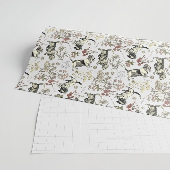 BASSET HOUNDS and MAGICAL MUSCHROOMS  Wrapping Paper Gallery Image 2