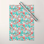 Mele Kalikimaka Hawaiian Christmas gingerbread cookies // aqua background Wrapping Paper Gallery Image 1