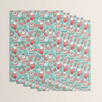 Mele Kalikimaka Hawaiian Christmas gingerbread cookies // aqua background Wrapping Paper Gallery Image 3