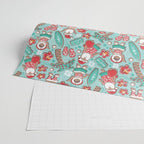 Mele Kalikimaka Hawaiian Christmas gingerbread cookies // aqua background Wrapping Paper Gallery Image 2
