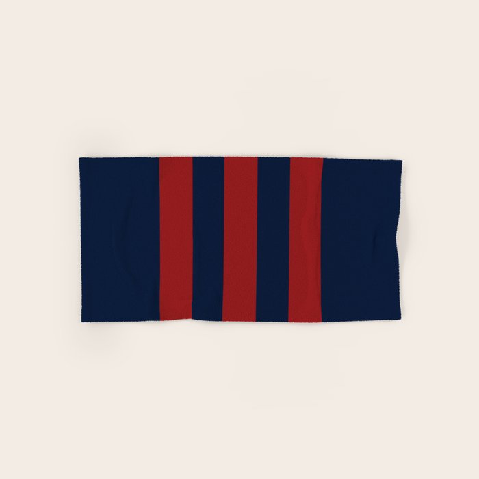 Navy Three Red Bars Bath Towel Gallery Image 1
