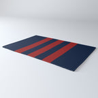 Navy Three Red Bars Rug Gallery Image 3
