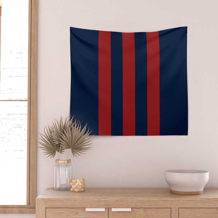 Navy Three Red Bars Wall Tapestry Gallery Image 2