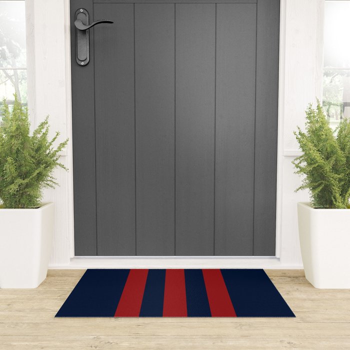Navy Three Red Bars Welcome Mat Gallery Image 3