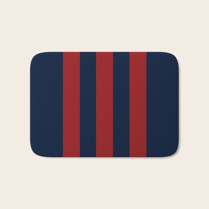 Navy Three Red Bars Bath Mat Gallery Image 1