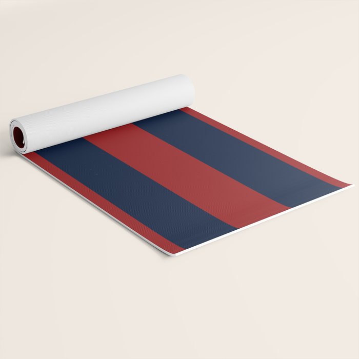 Navy Three Red Bars Yoga Mat Gallery Image 2