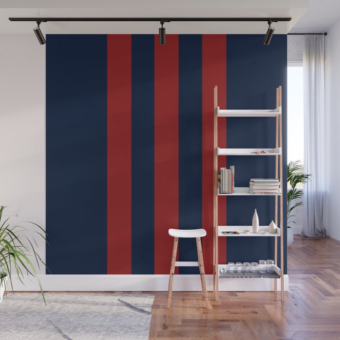 Navy Three Red Bars Wall Mural Gallery Image 1