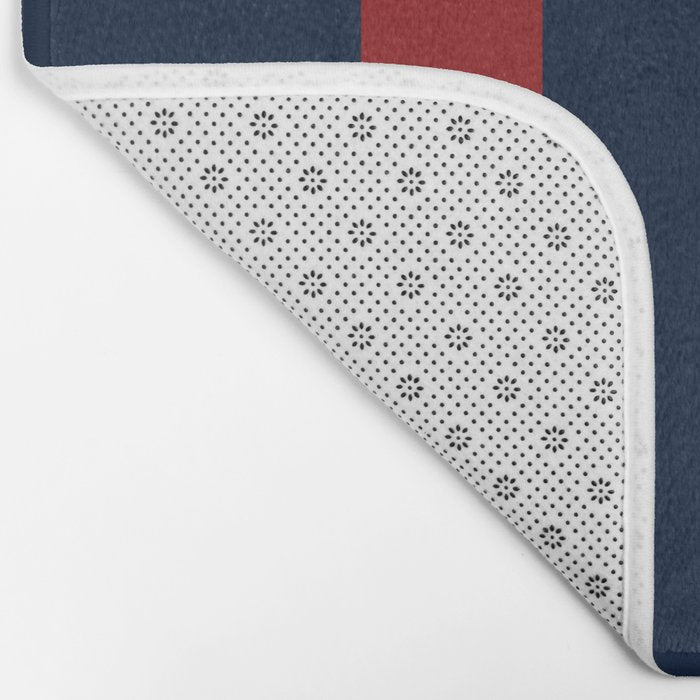Navy Three Red Bars Bath Mat Gallery Image 2