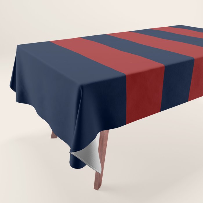 Navy Three Red Bars Tablecloth Gallery Image 1