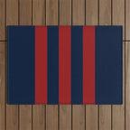 Navy Three Red Bars Outdoor Rug Gallery Image 1