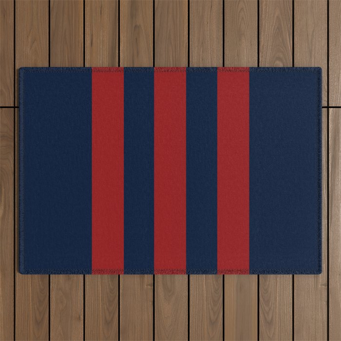 Navy Three Red Bars Outdoor Rug Gallery Image 1