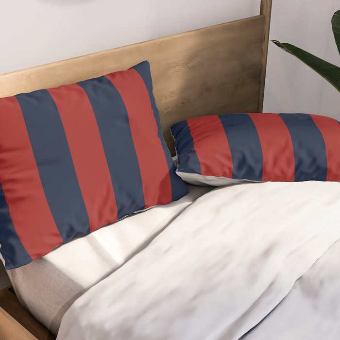 Navy Three Red Bars Pillow Sham Gallery Image 2