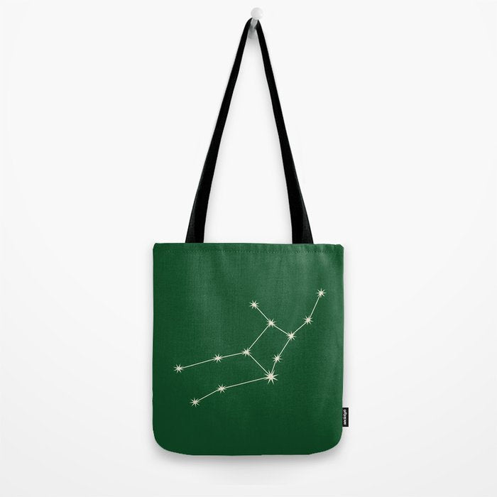 Virgo Zodiac Star Constellation Line Art Green Tote Bag Gallery Image 2