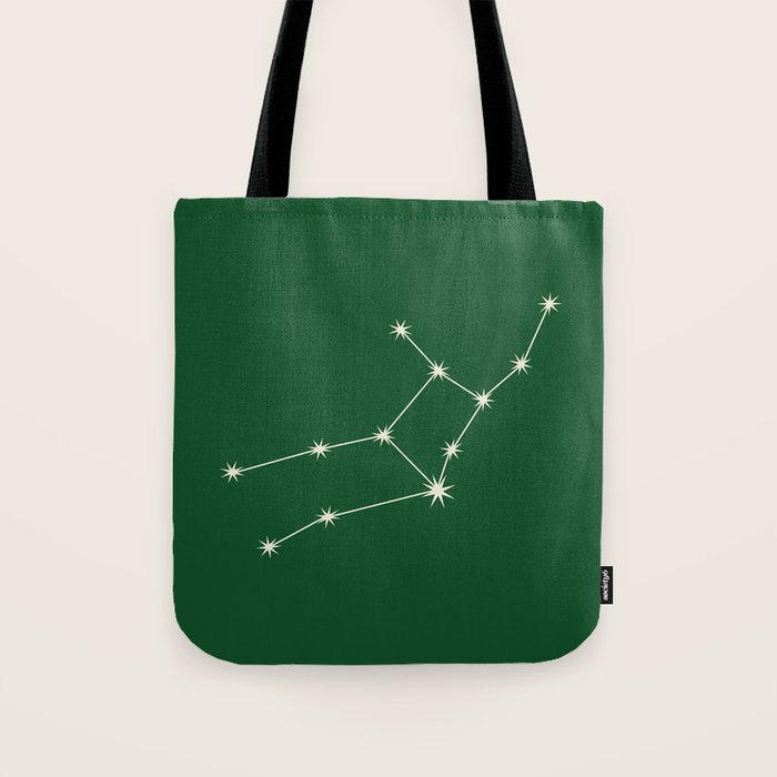Virgo Zodiac Star Constellation Line Art Green Tote Bag Gallery Image 1
