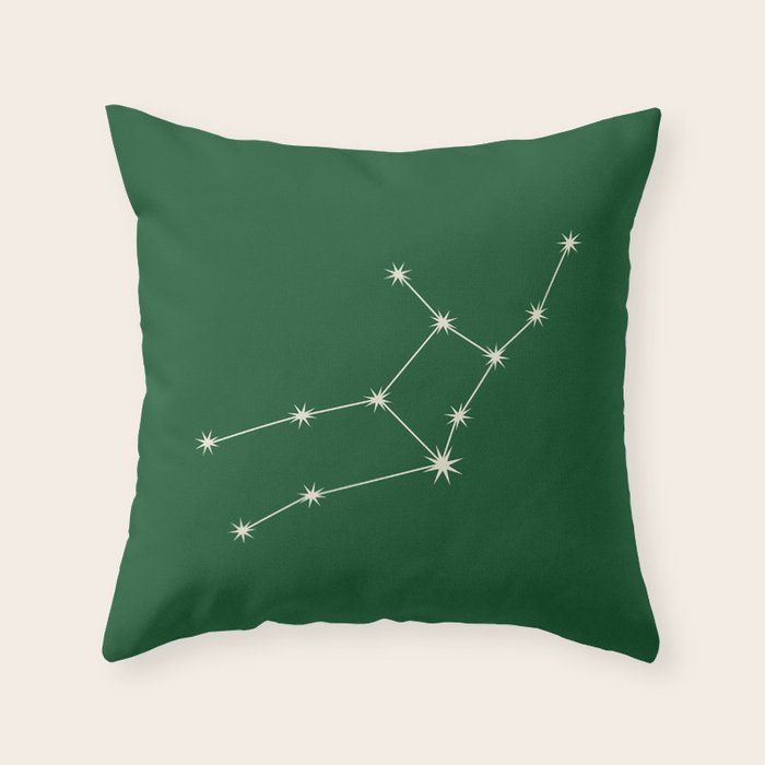 Virgo Zodiac Star Constellation Line Art Green Throw Pillow Gallery Image 6