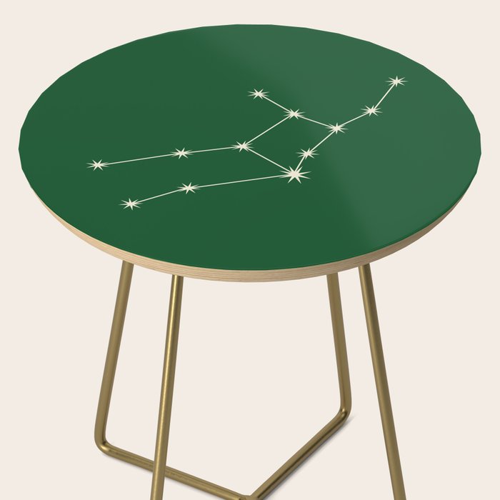 Virgo Zodiac Star Constellation Line Art Green Side Table Gallery Image 2