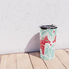 Swedish Dala Horses - Red & Mint Palette Travel Mug Gallery Image 4