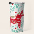 Swedish Dala Horses - Red & Mint Palette Travel Mug Gallery Image 3