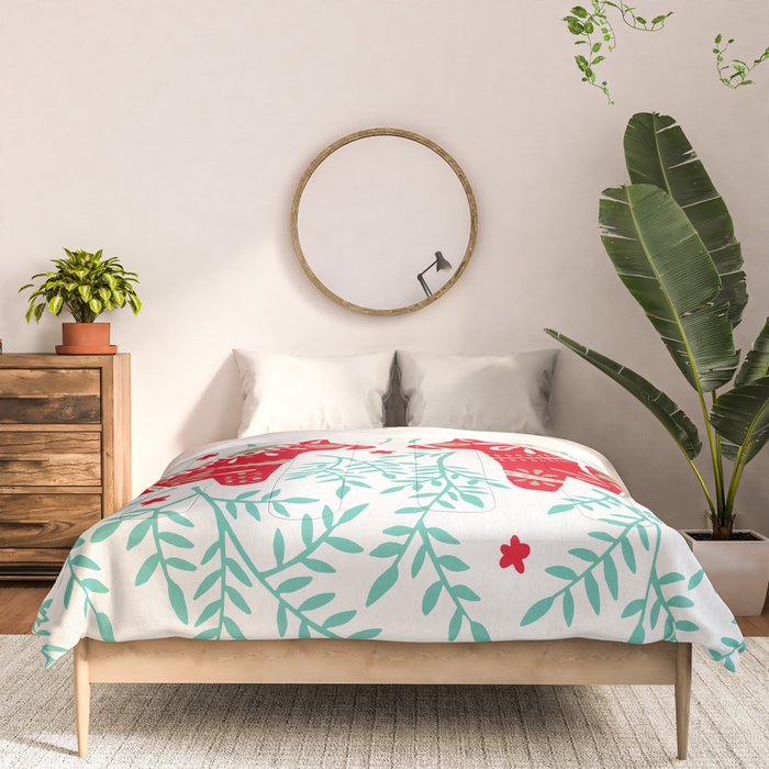 Swedish Dala Horses - Red & Mint Palette Comforter Gallery Image 3