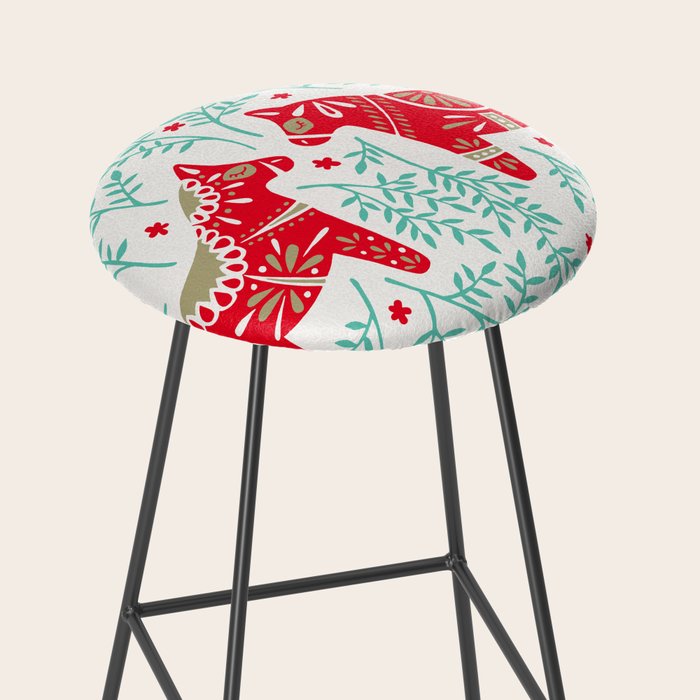 Swedish Dala Horses - Red & Mint Palette Stool Gallery Image 2