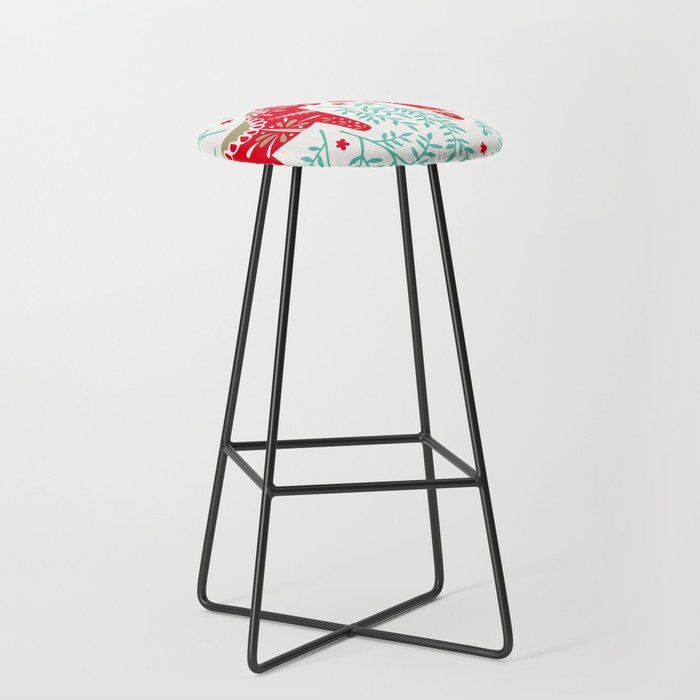 Swedish Dala Horses - Red & Mint Palette Stool Gallery Image 1