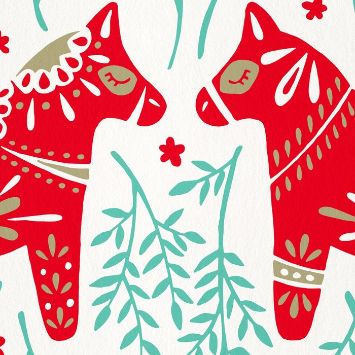 Swedish Dala Horses - Red & Mint Palette Coffee Mug Gallery Image 2