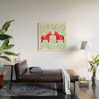 Swedish Dala Horses - Red & Mint Palette Wood Wall Art Gallery Image 2