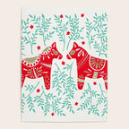 Swedish Dala Horses - Red & Mint Palette Poster Gallery Image 4