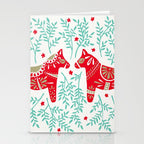 Swedish Dala Horses - Red & Mint Palette Stationery Card Gallery Image 2
