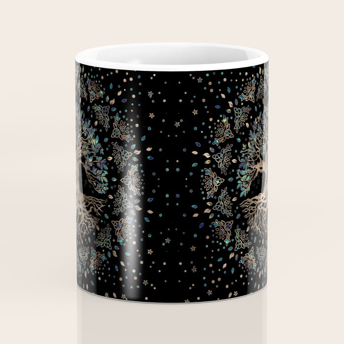 Tree of life -Yggdrasil Golden and Marble ornament Coffee Mug Gallery Image 4