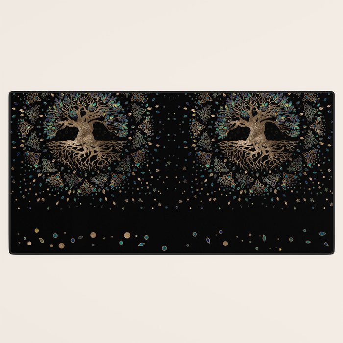 Tree of life -Yggdrasil Golden and Marble ornament Desk Mat Gallery Image 3