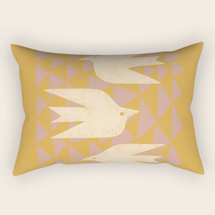Doves In Flight (Yellow) Rectangular Pillow Gallery Image 2