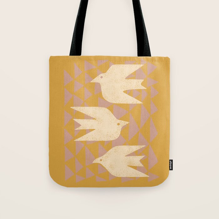 Doves In Flight (Yellow) Tote Bag Gallery Image 1