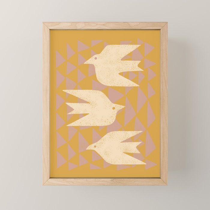 Doves In Flight (Yellow) Mini Art Print Gallery Image 1