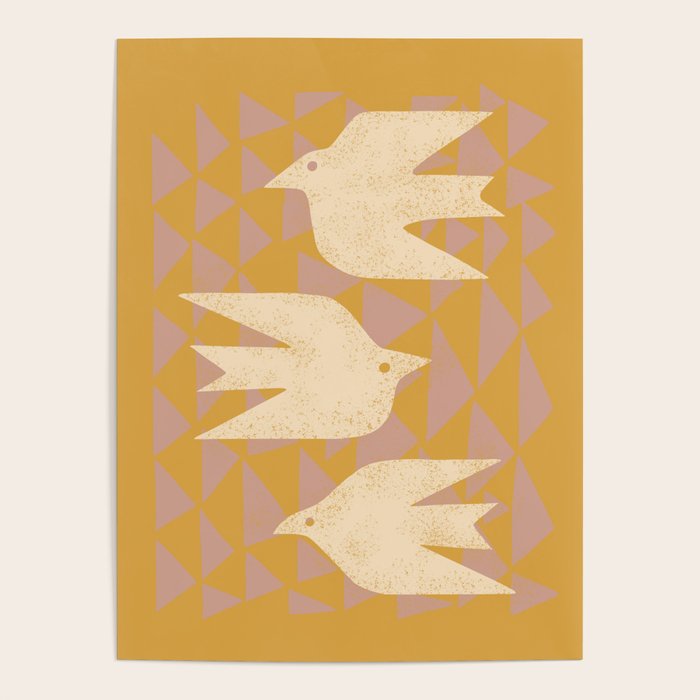 Doves In Flight (Yellow) Poster Gallery Image 1