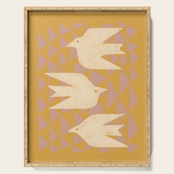Doves In Flight (Yellow) Serving Tray Gallery Image 1