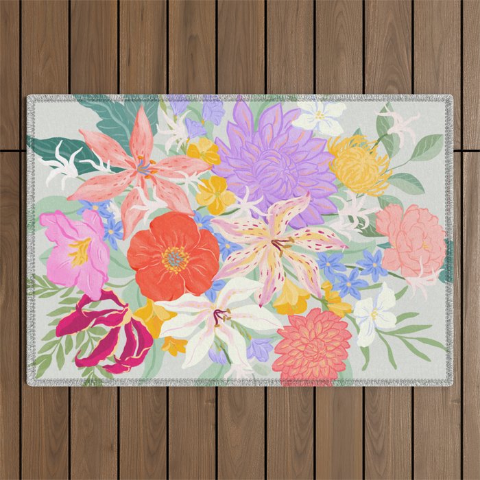 Vivid Exotic Flowers  Outdoor Rug Gallery Image 1
