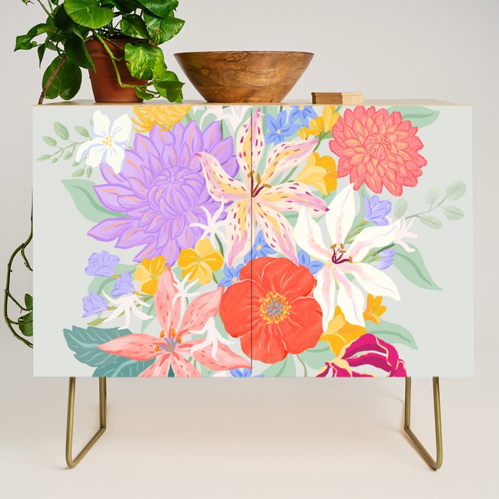 Vivid Exotic Flowers  Credenza Gallery Image 1