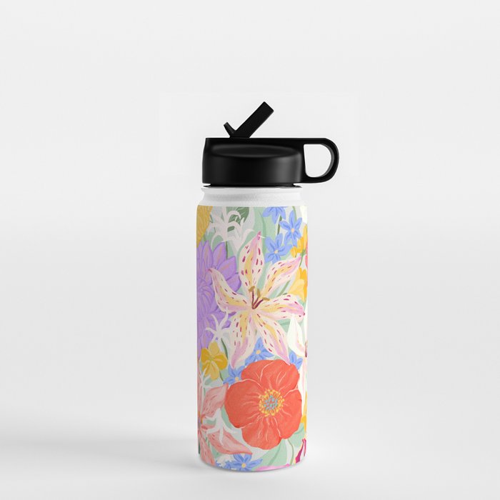 Vivid Exotic Flowers  Water Bottle Gallery Image 1