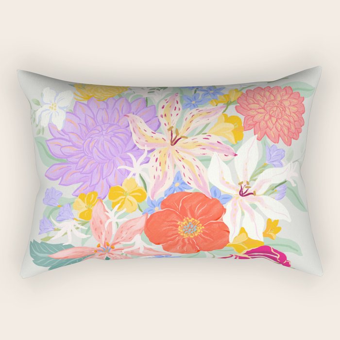 Vivid Exotic Flowers  Rectangular Pillow Gallery Image 1