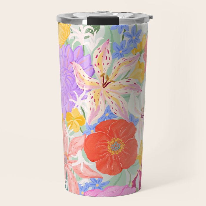 Vivid Exotic Flowers  Travel Mug Gallery Image 1