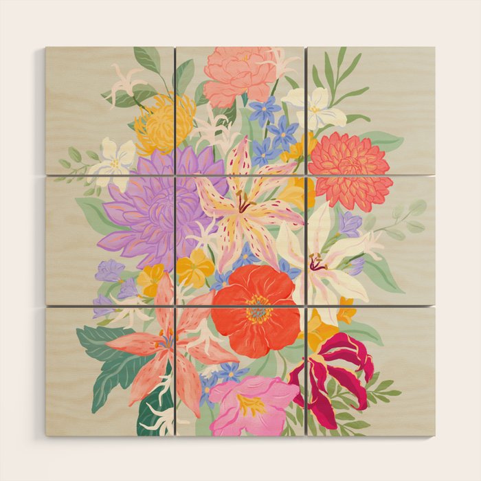 Vivid Exotic Flowers  Wood Wall Art Gallery Image 1