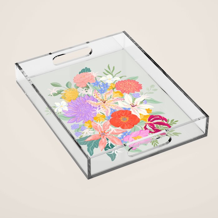 Vivid Exotic Flowers  Acrylic Tray Gallery Image 1