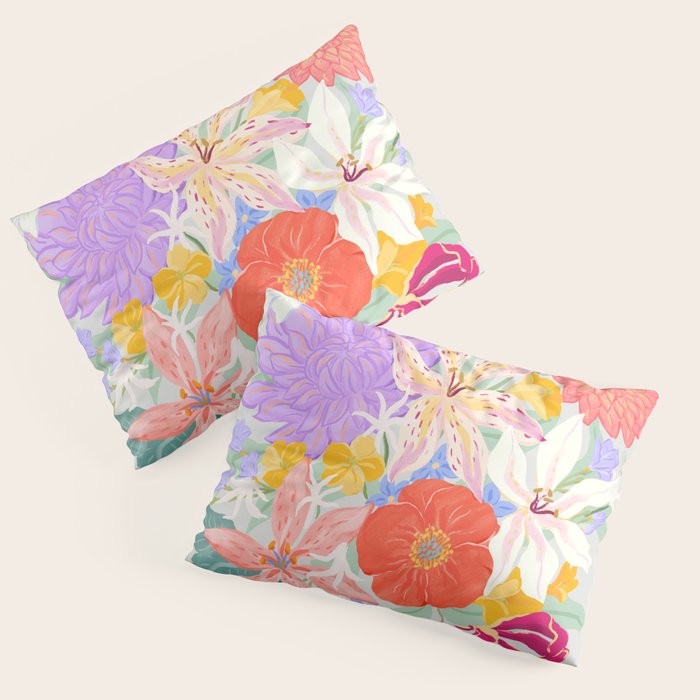 Vivid Exotic Flowers  Pillow Sham Gallery Image 1