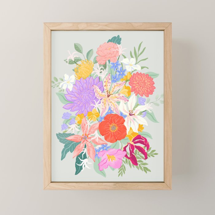 Vivid Exotic Flowers  Mini Art Print Gallery Image 1