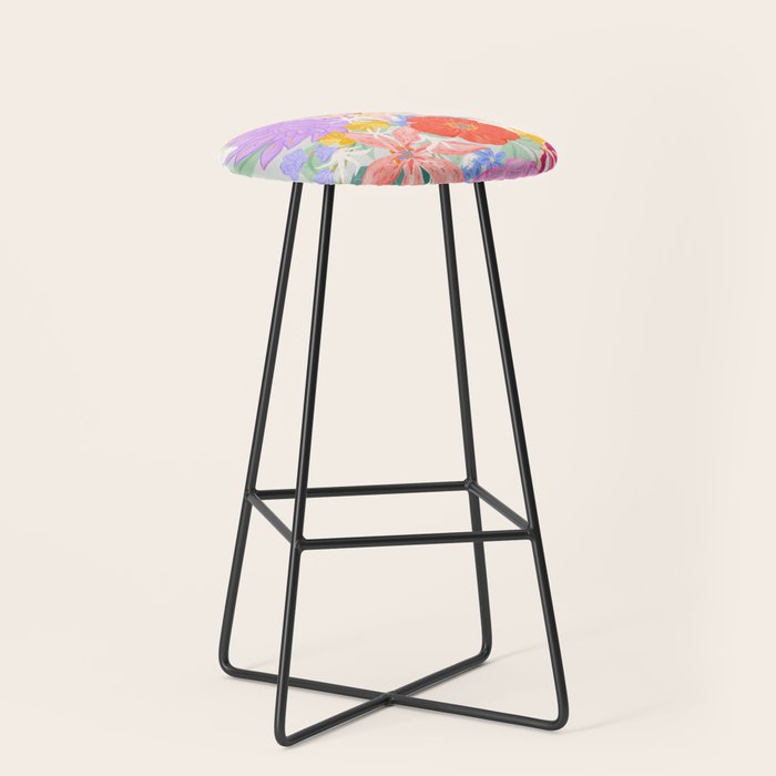 Vivid Exotic Flowers  Stool Gallery Image 1