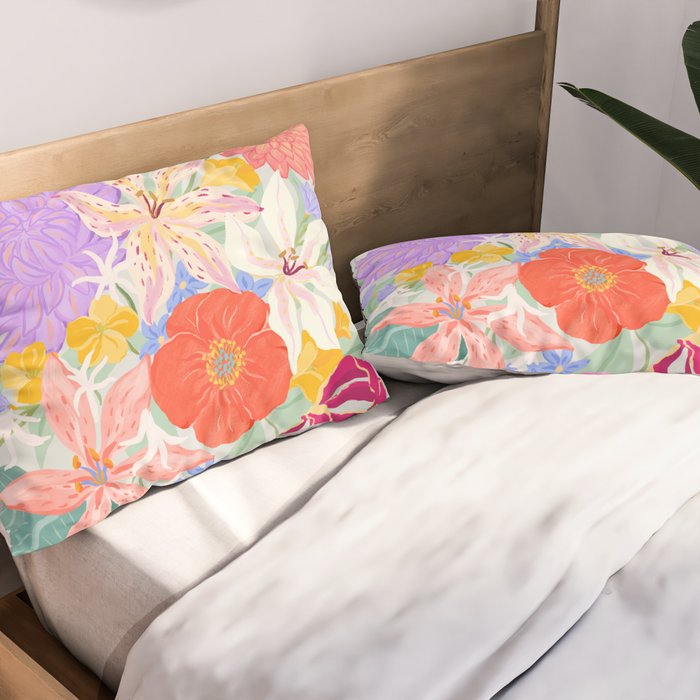 Vivid Exotic Flowers  Pillow Sham Gallery Image 2