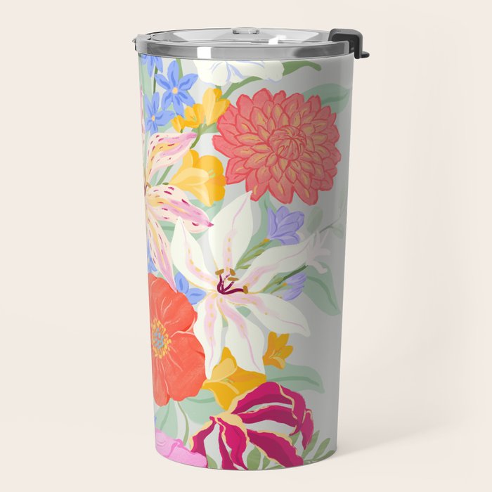 Vivid Exotic Flowers  Travel Mug Gallery Image 2