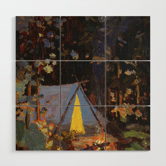 Tom Thomson Campfire 1916 Canadian Landscape Artist Wood Wall Art Gallery Image 1